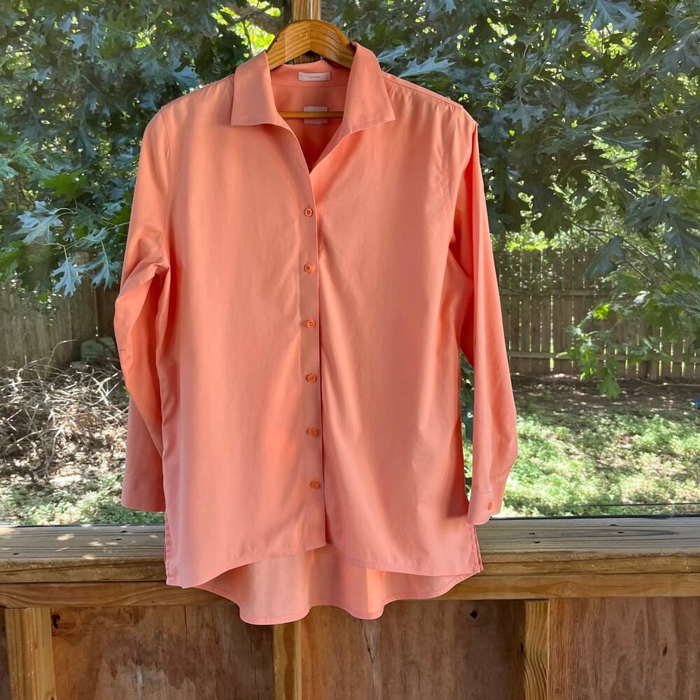 Chico’s Women's Peach Cotton Long Sleeve Button Down Shirt Size L